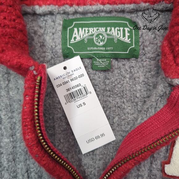 American Eagle Outfitters Zip Front Long Sleeve Knot Sweater Size S - Picture 2 of 5